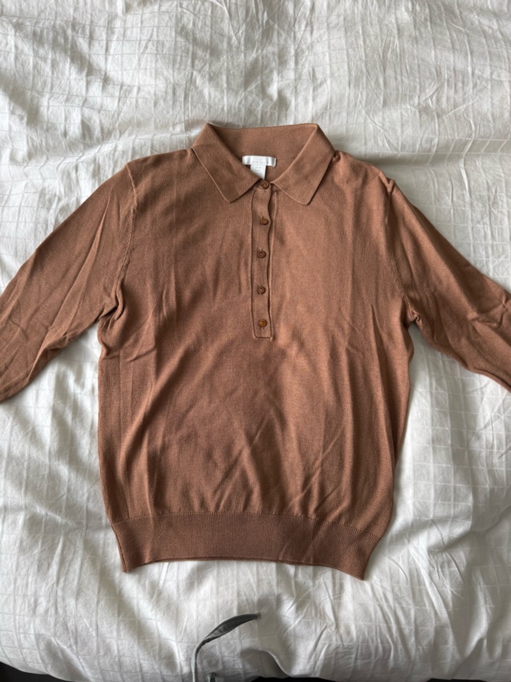 H&M Women's Collared Polo Sweater in Warm Rust Brown